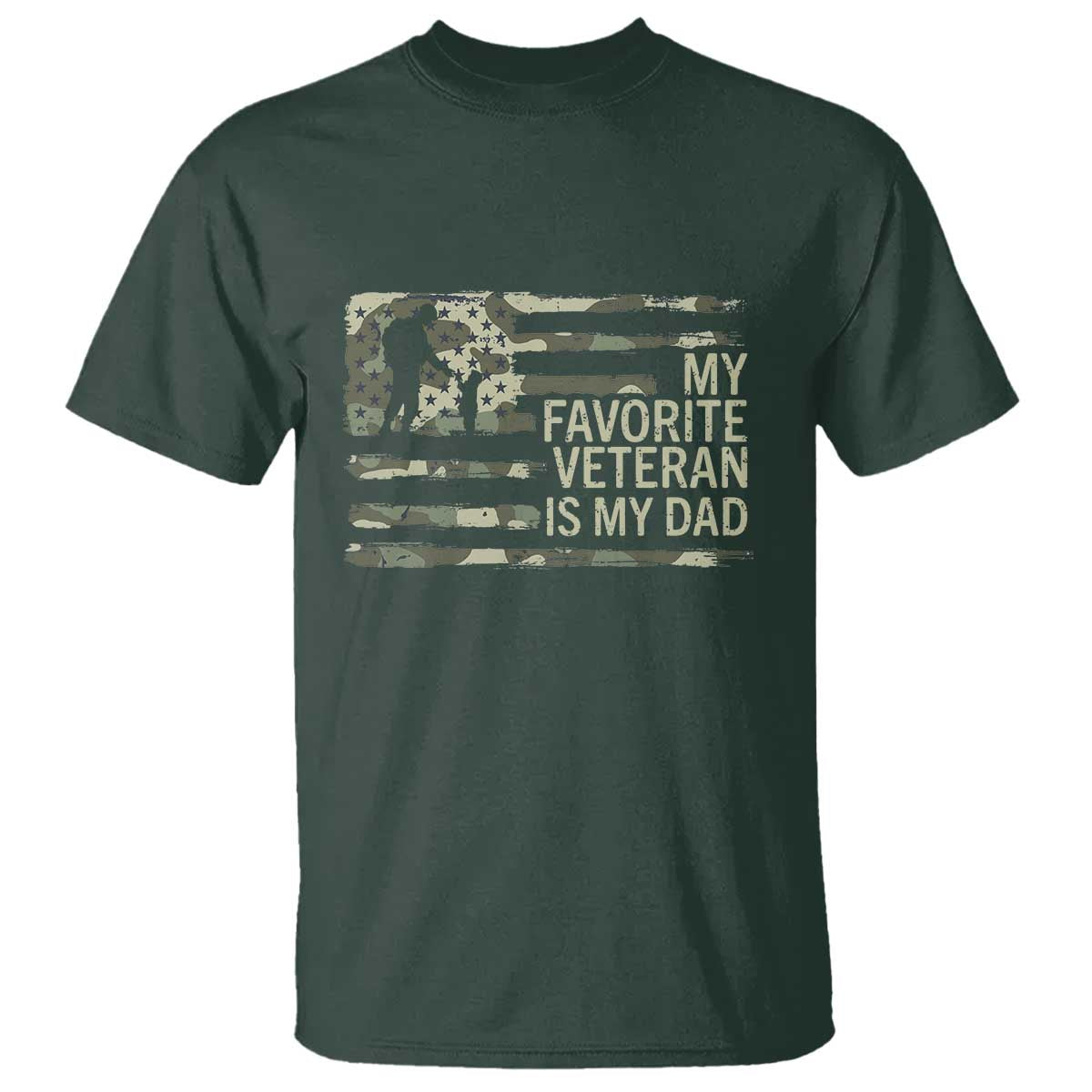 My Favorite Veteran is My Dad T Shirt Veteran Dad Camo American Flag
