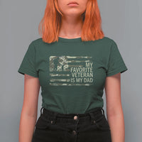 My Favorite Veteran is My Dad T Shirt For Women Veteran Dad Camo American Flag
