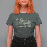 My Favorite Veteran is My Dad T Shirt For Women Veteran Dad Camo American Flag