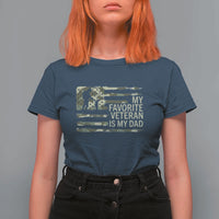My Favorite Veteran is My Dad T Shirt For Women Veteran Dad Camo American Flag