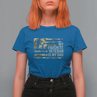 My Favorite Veteran is My Dad T Shirt For Women Veteran Dad Camo American Flag