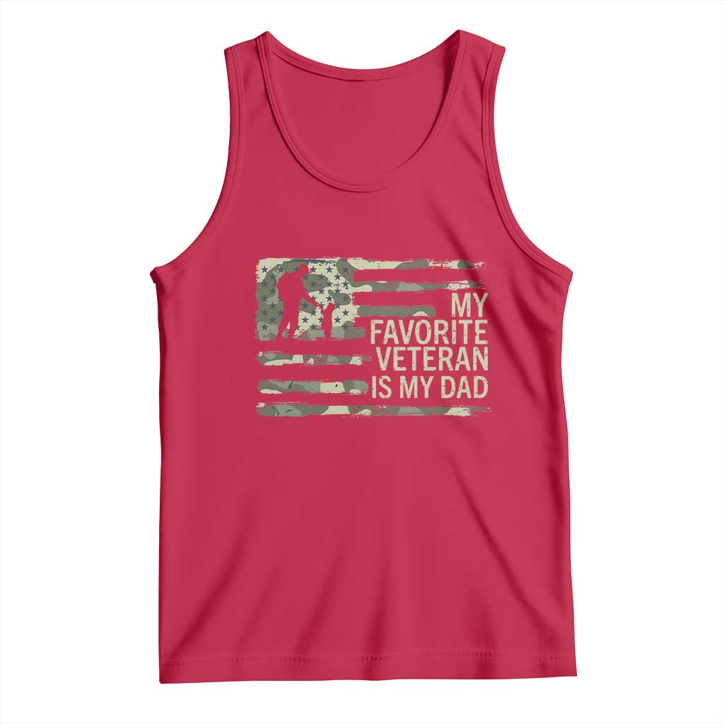My Favorite Veteran is My Dad Tank Top Veteran Dad Camo American Flag
