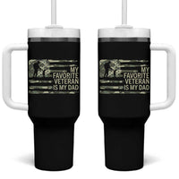 My Favorite Veteran is My Dad Tumbler With Handle Veteran Dad Camo American Flag