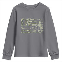 My Favorite Veteran is My Dad Youth Sweatshirt Veteran Dad Camo American Flag