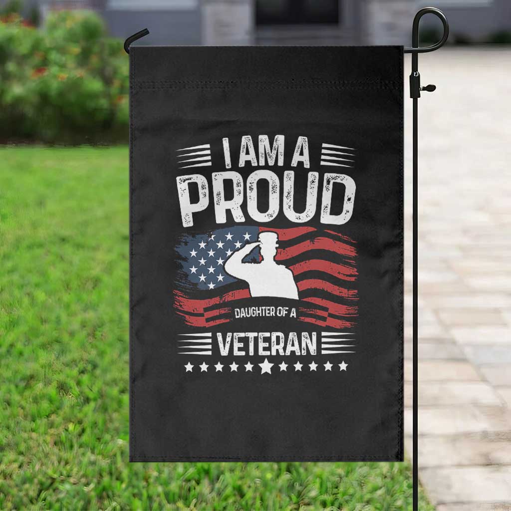 Proud Daughter Veteran Nothing Scares Garden Flag Military Family Pride American Flag