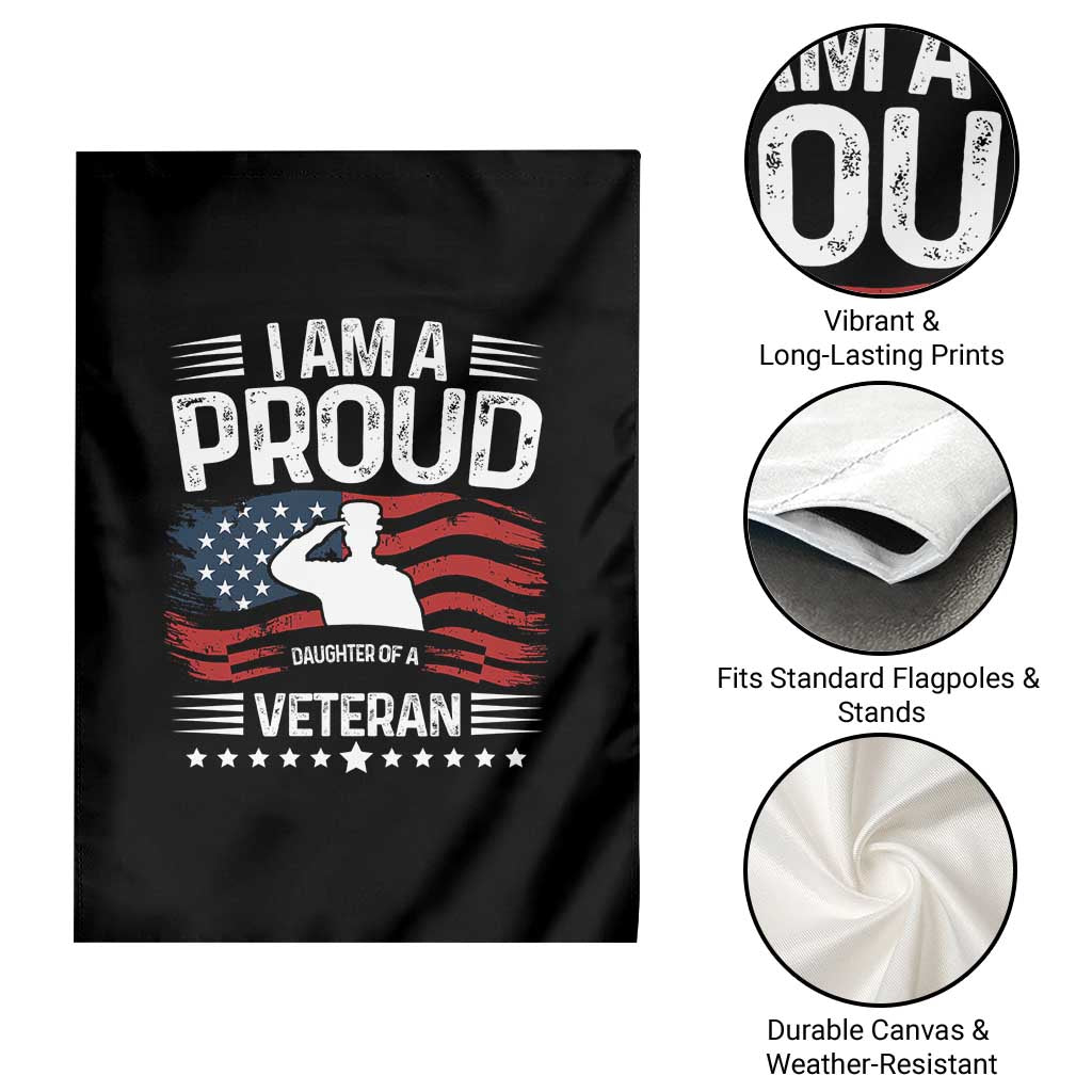 Proud Daughter Veteran Nothing Scares Garden Flag Military Family Pride American Flag