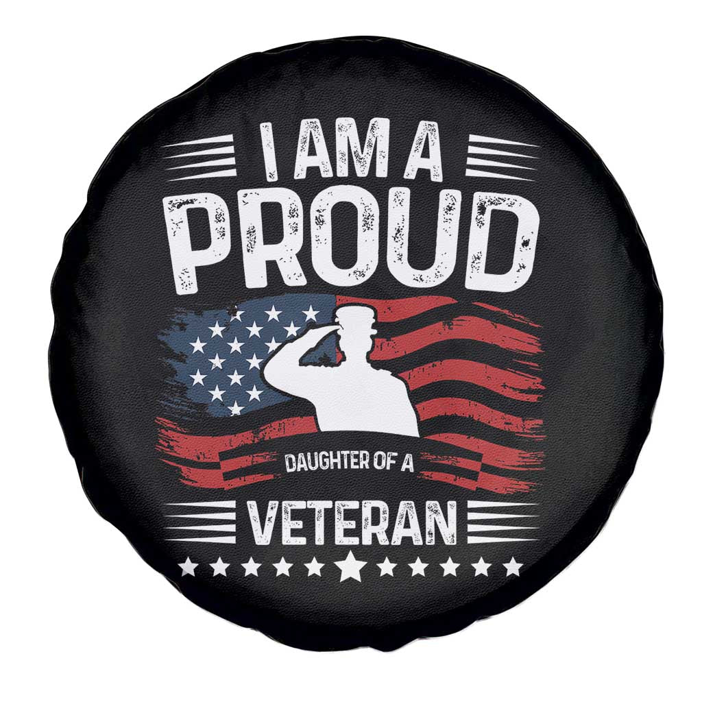 Proud Daughter Veteran Nothing Scares Spare Tire Cover Military Family Pride American Flag
