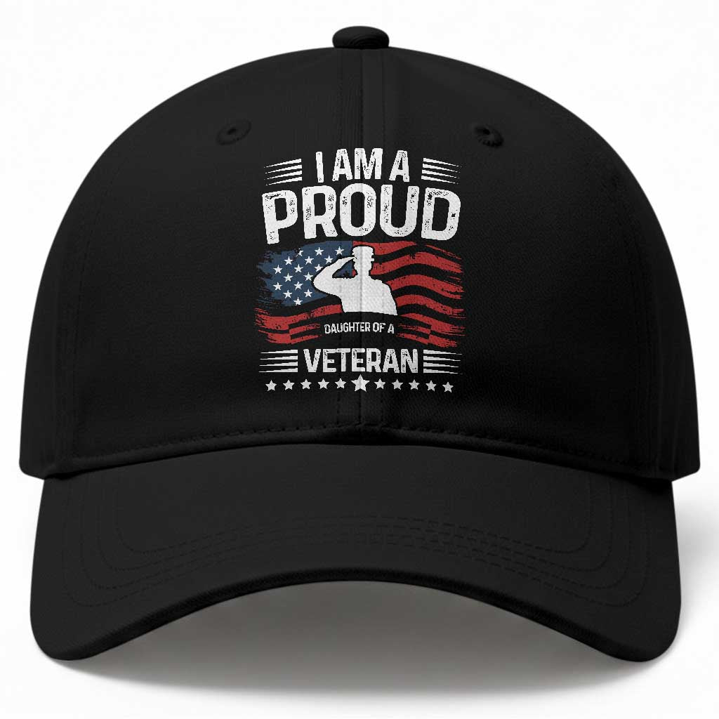 Proud Daughter Veteran Nothing Scares Baseball Cap Military Family Pride American Flag
