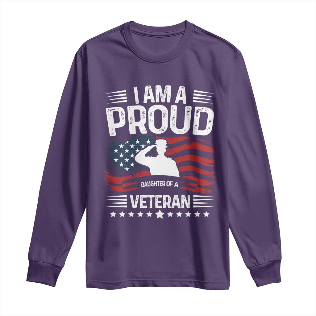 Proud Daughter Veteran Nothing Scares Long Sleeve Shirt Military Family Pride American Flag
