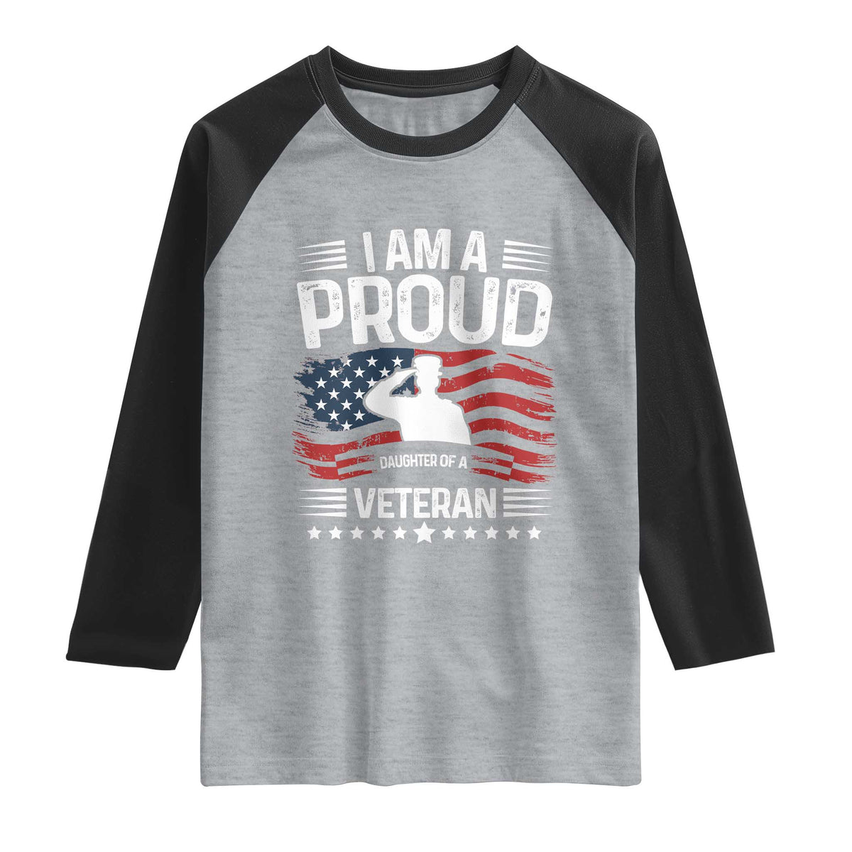 Proud Daughter Veteran Nothing Scares Raglan Shirt Military Family Pride American Flag