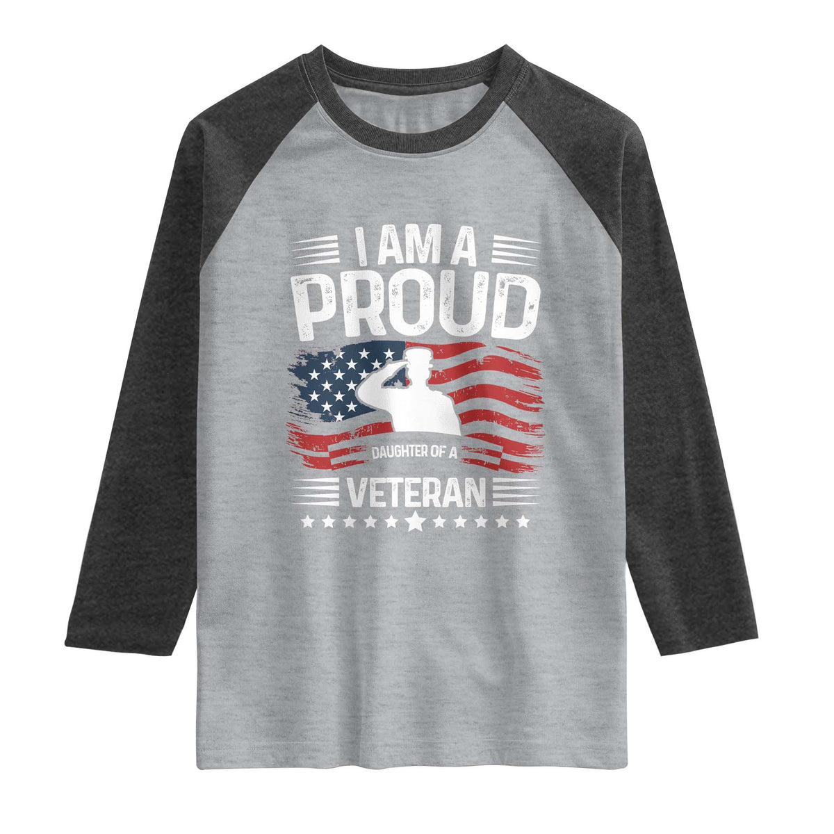 Proud Daughter Veteran Nothing Scares Raglan Shirt Military Family Pride American Flag
