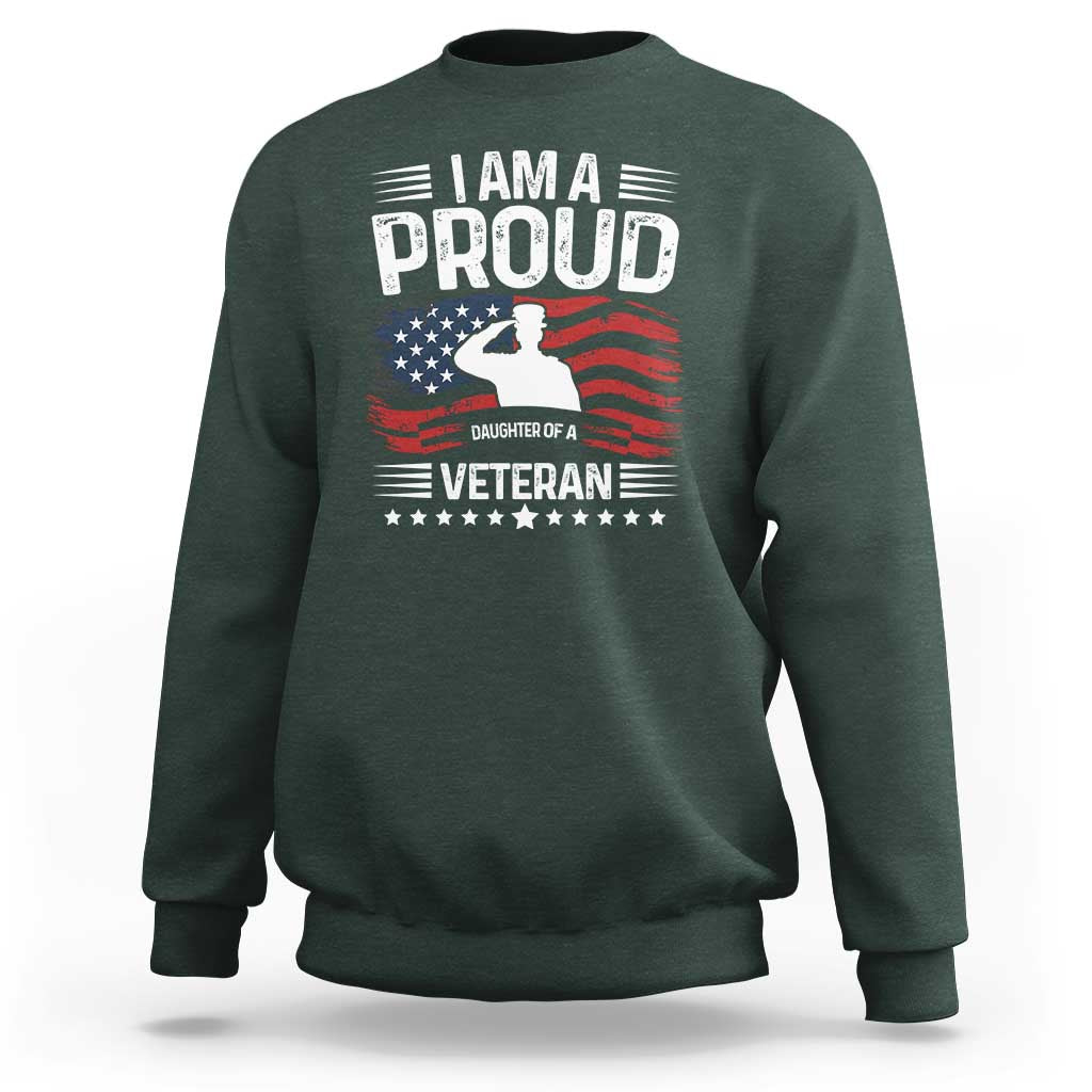 Proud Daughter Veteran Nothing Scares Sweatshirt Military Family Pride American Flag