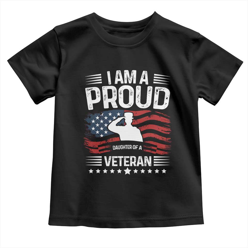 Proud Daughter Veteran Nothing Scares Toddler T Shirt Military Family Pride American Flag