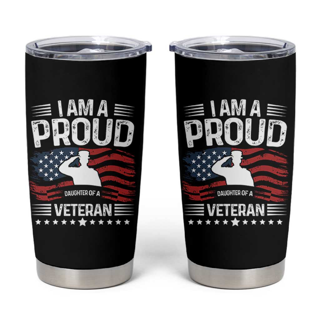Proud Daughter Veteran Nothing Scares Tumbler Cup Military Family Pride American Flag