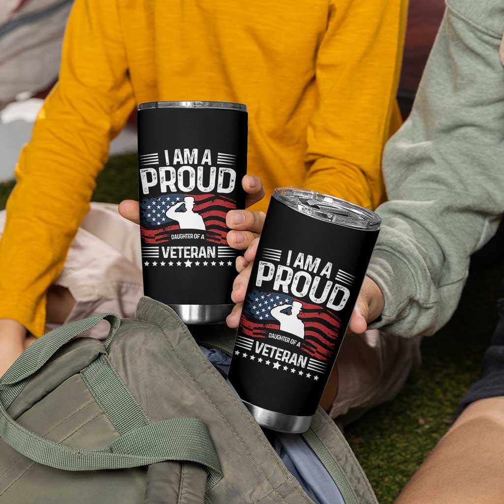 Proud Daughter Veteran Nothing Scares Tumbler Cup Military Family Pride American Flag