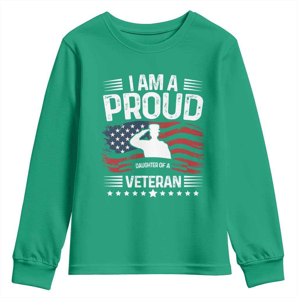 Proud Daughter Veteran Nothing Scares Youth Sweatshirt Military Family Pride American Flag