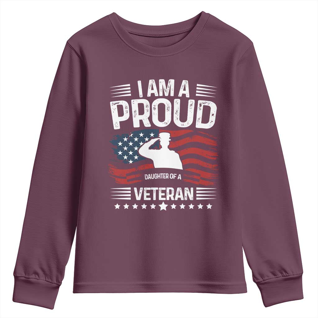 Proud Daughter Veteran Nothing Scares Youth Sweatshirt Military Family Pride American Flag