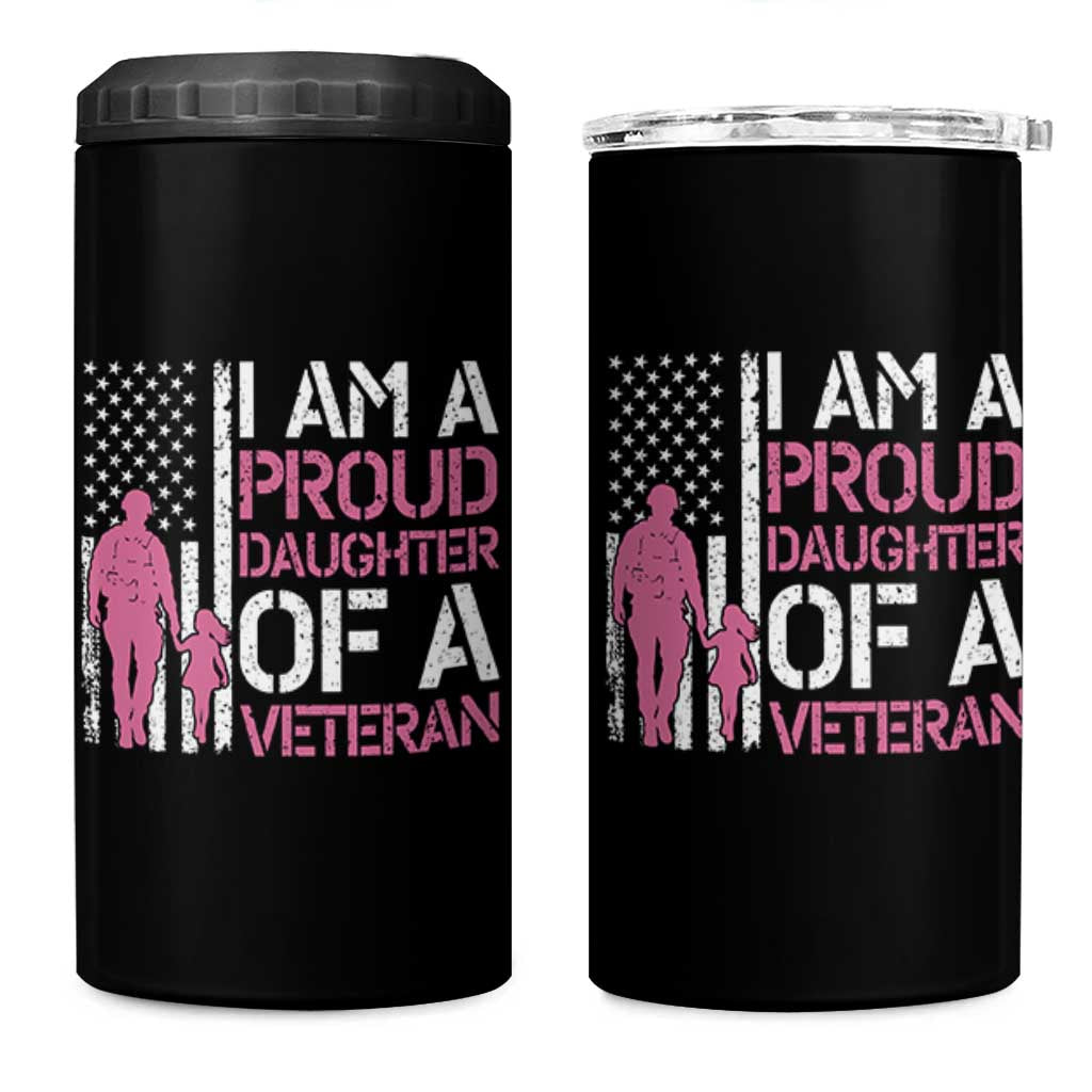 Proud Daughter Veteran Nothing Scares 4 in 1 Can Cooler Tumbler Patriotic Military Family Support