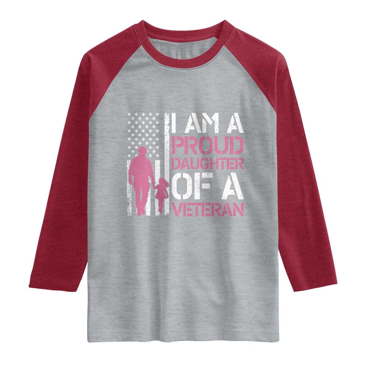 Proud Daughter Veteran Nothing Scares Raglan Shirt Patriotic Military Family Support