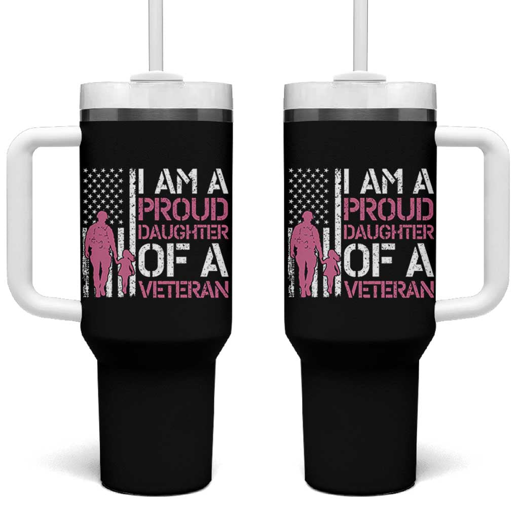 Proud Daughter Veteran Nothing Scares Tumbler With Handle Patriotic Military Family Support
