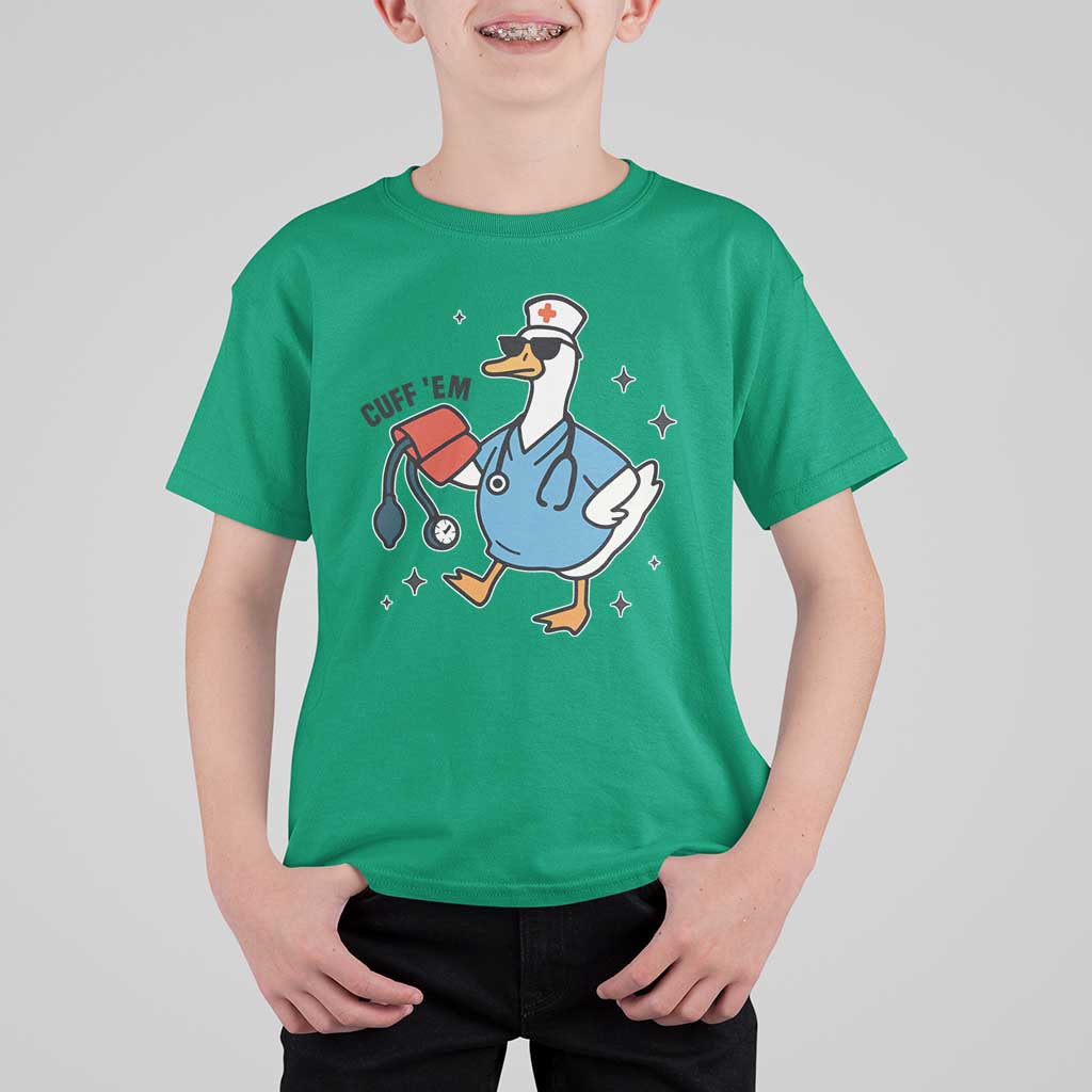 Funny Silly Goose ER Nurse T Shirt For Kid Cuff 'Em - Wonder Print Shop