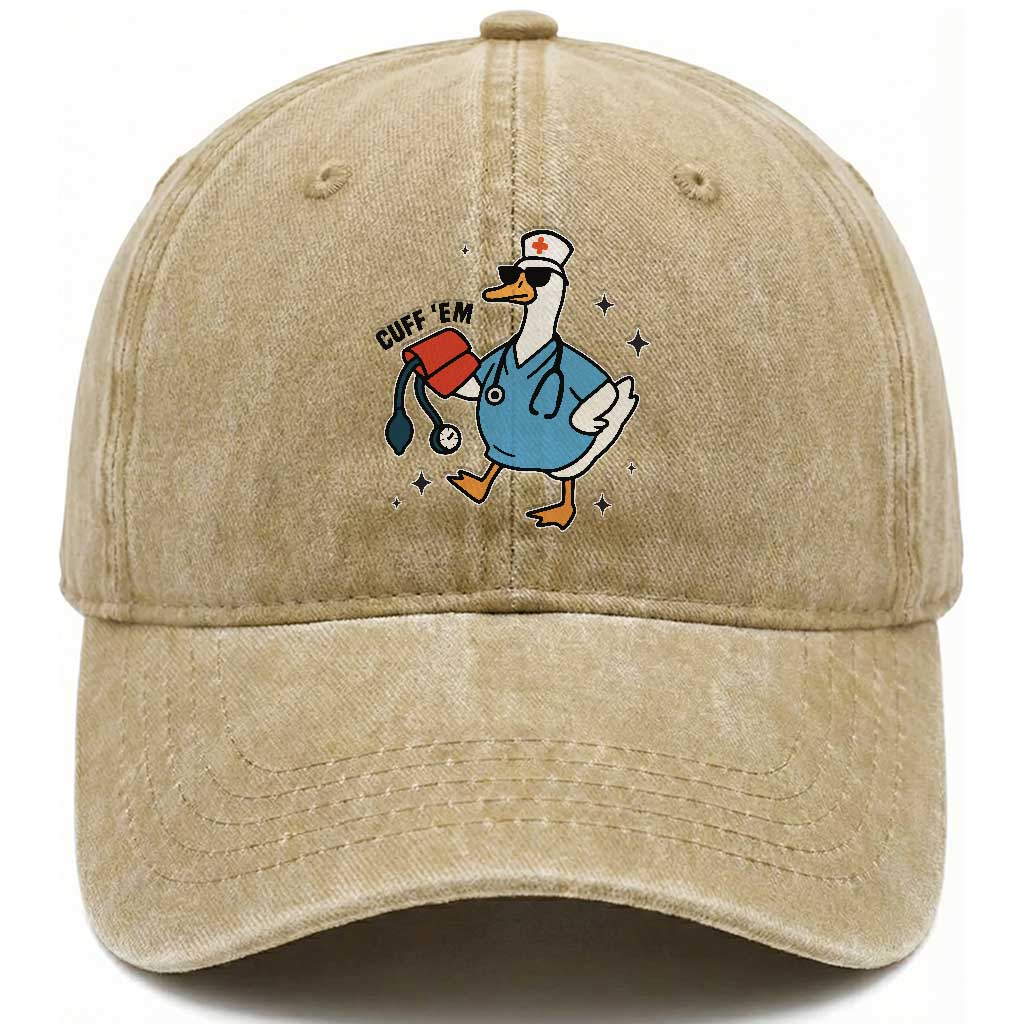 Funny Silly Goose ER Nurse Washed Cotton Baseball Cap Cuff 'Em