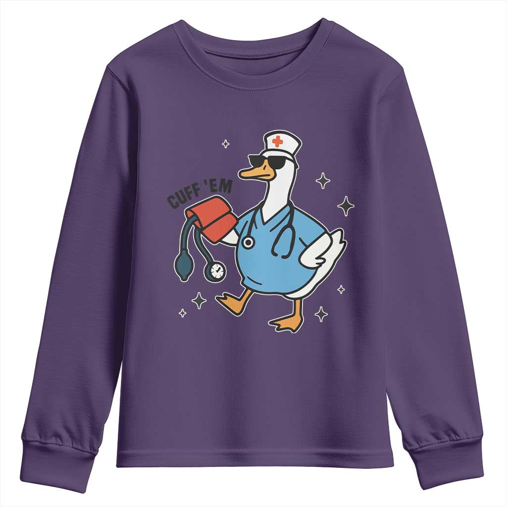 Funny Silly Goose ER Nurse Youth Sweatshirt Cuff 'Em - Wonder Print Shop