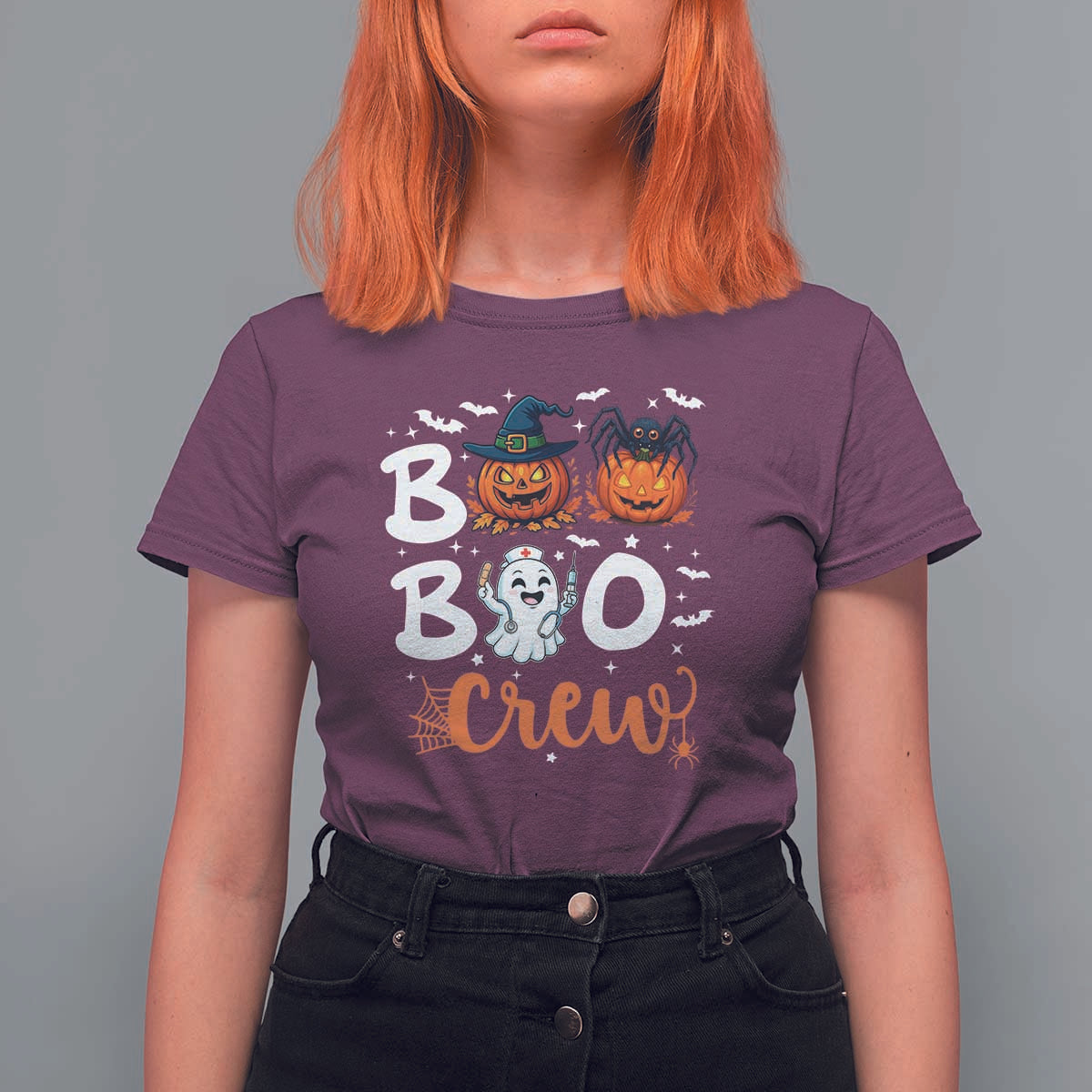 Boo Boo Crew Nurse Ghost Halloween T Shirt For Women - Wonder Print Shop