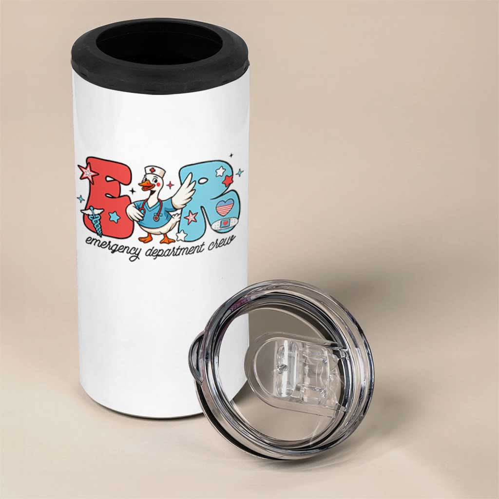 ER Nurse Silly Goose 4 in 1 Can Cooler Tumbler Funny Emergency Department - Wonder Print Shop