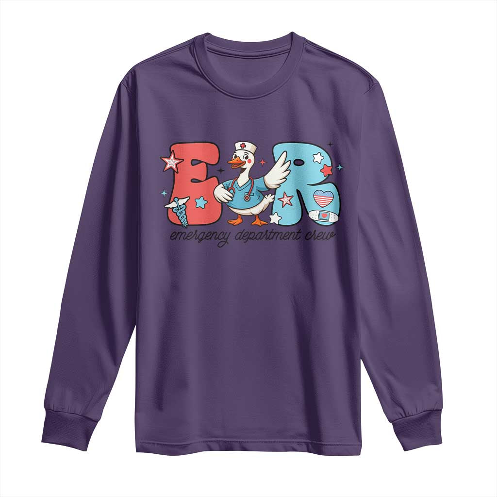 ER Nurse Silly Goose Long Sleeve Shirt Funny Emergency Department - Wonder Print Shop