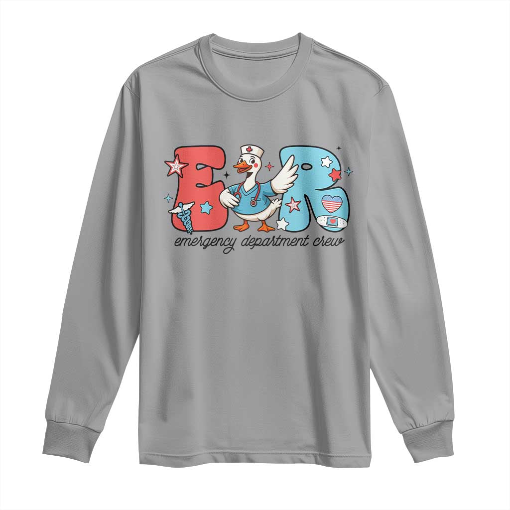 ER Nurse Silly Goose Long Sleeve Shirt Funny Emergency Department - Wonder Print Shop