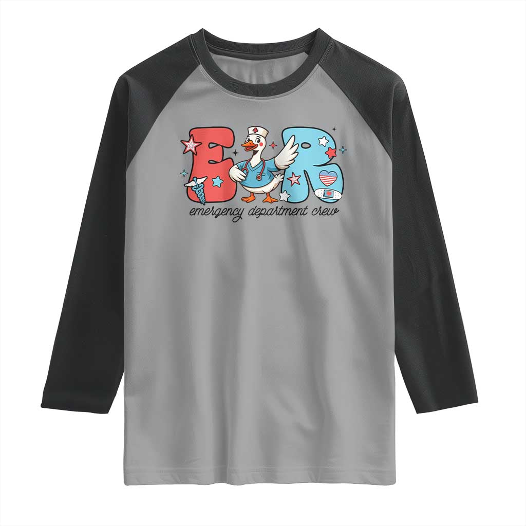 ER Nurse Silly Goose Raglan Shirt Funny Emergency Department - Wonder Print Shop