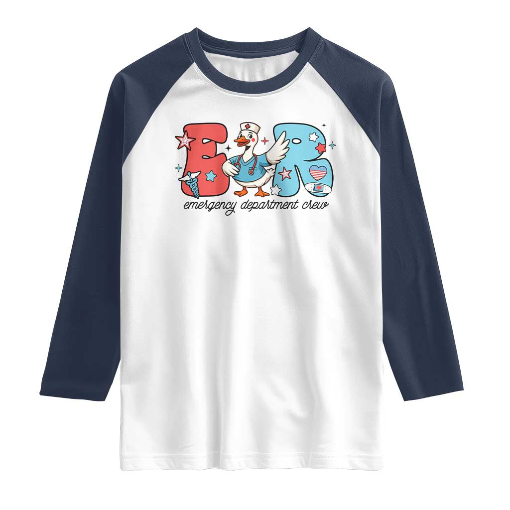 ER Nurse Silly Goose Raglan Shirt Funny Emergency Department - Wonder Print Shop