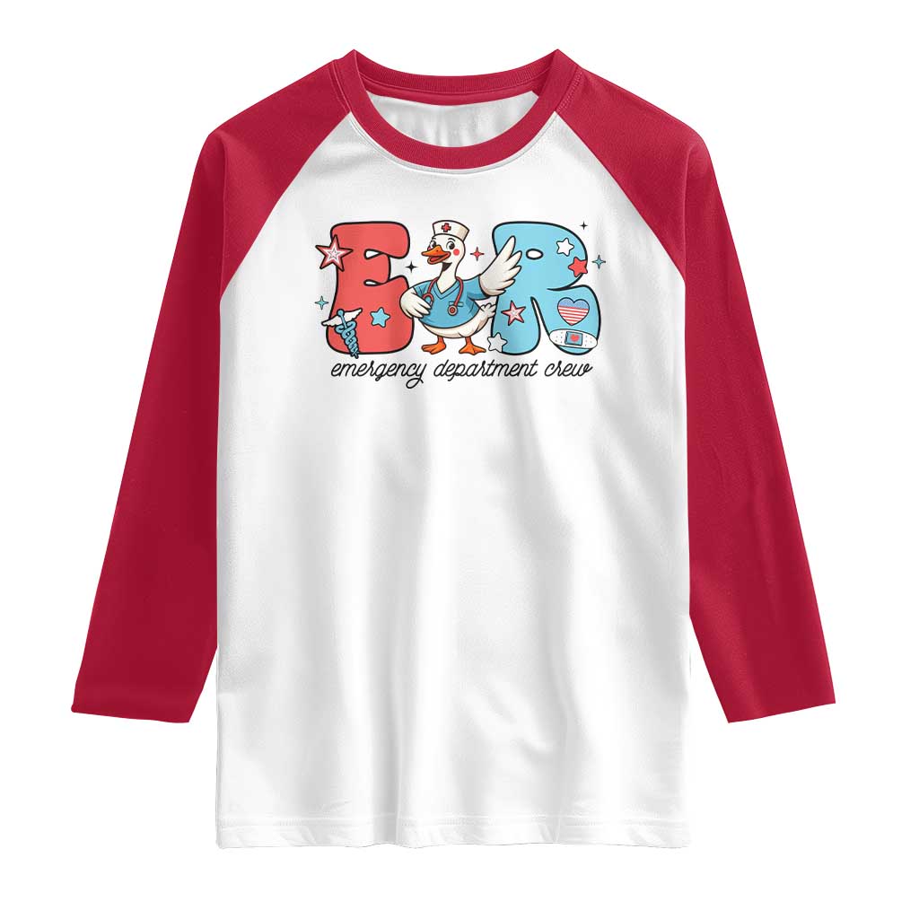 ER Nurse Silly Goose Raglan Shirt Funny Emergency Department - Wonder Print Shop