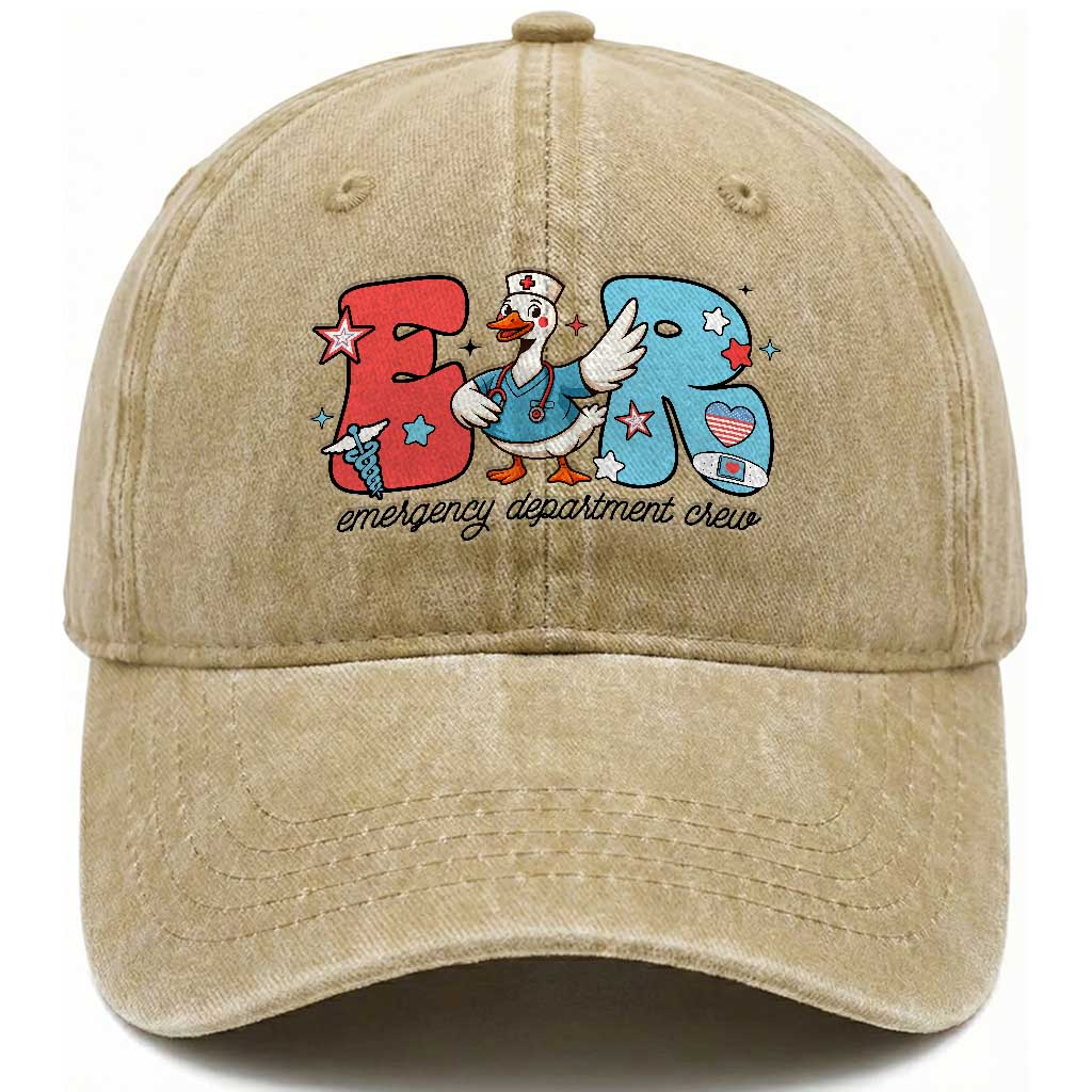 ER Nurse Silly Goose Washed Cotton Baseball Cap Funny Emergency Department