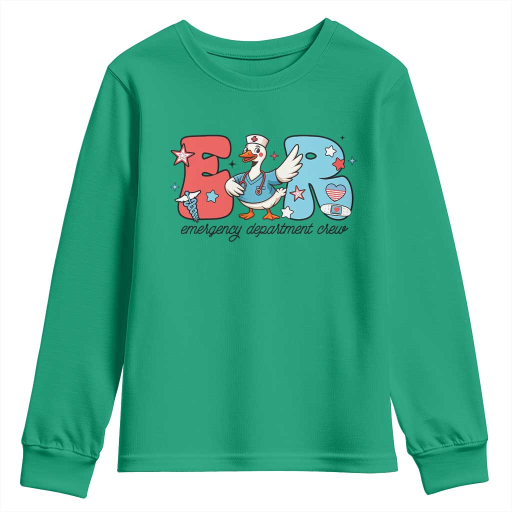 ER Nurse Silly Goose Youth Sweatshirt Funny Emergency Department - Wonder Print Shop