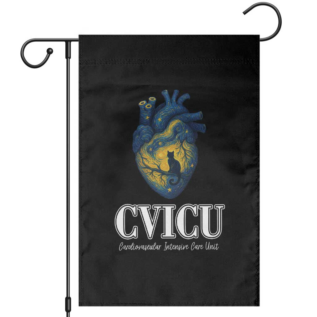 CVICU Nurse Cat Starry Night Garden Flag Cardiovascular Intensive Care Unit - Wonder Print Shop