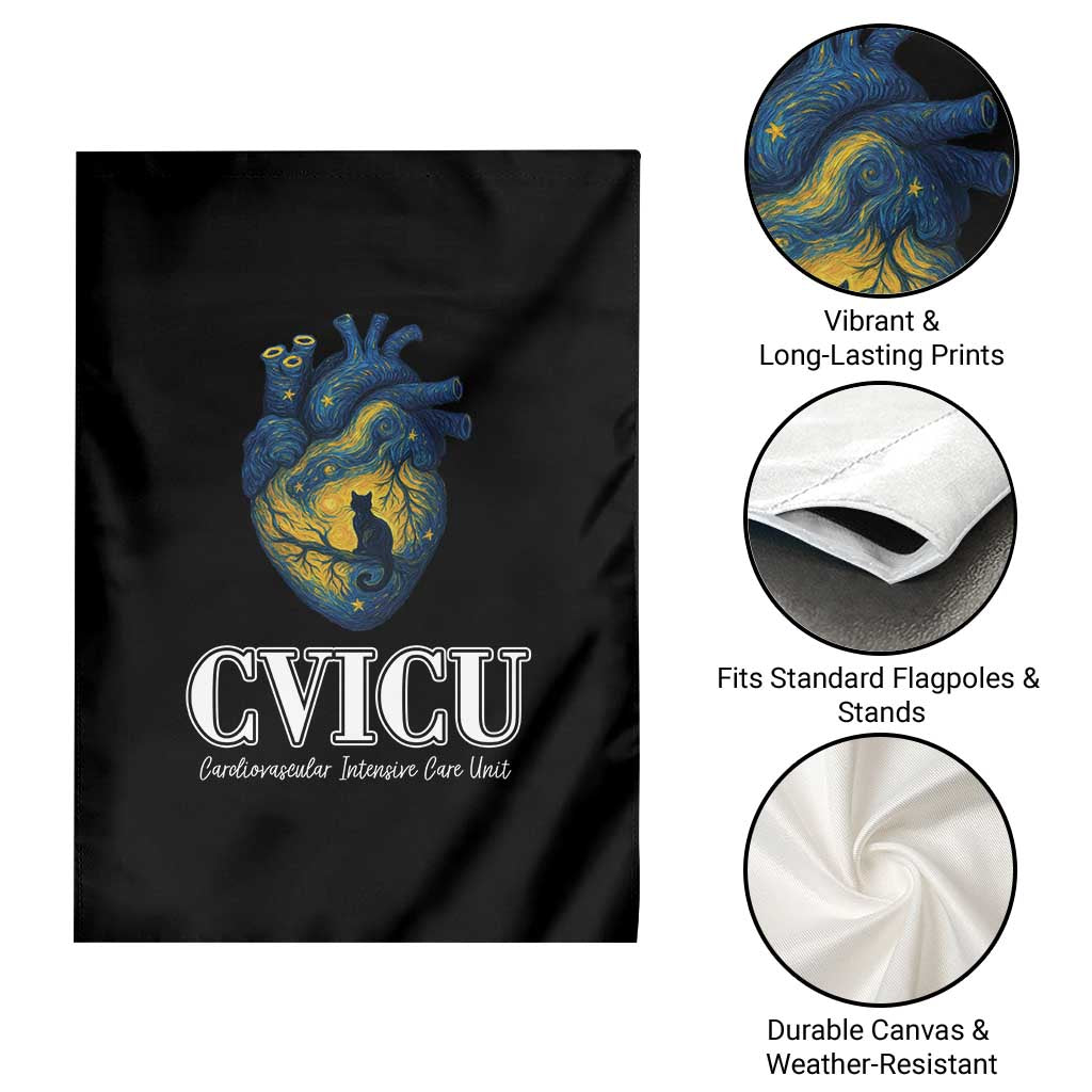 CVICU Nurse Cat Starry Night Garden Flag Cardiovascular Intensive Care Unit - Wonder Print Shop