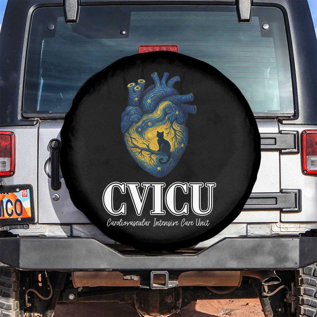 CVICU Nurse Cat Starry Night Spare Tire Cover Cardiovascular Intensive Care Unit - Wonder Print Shop