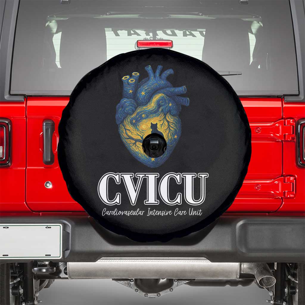 CVICU Nurse Cat Starry Night Spare Tire Cover Cardiovascular Intensive Care Unit - Wonder Print Shop