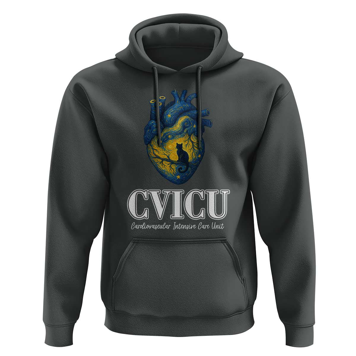 CVICU Nurse Cat Starry Night Hoodie Cardiovascular Intensive Care Unit - Wonder Print Shop