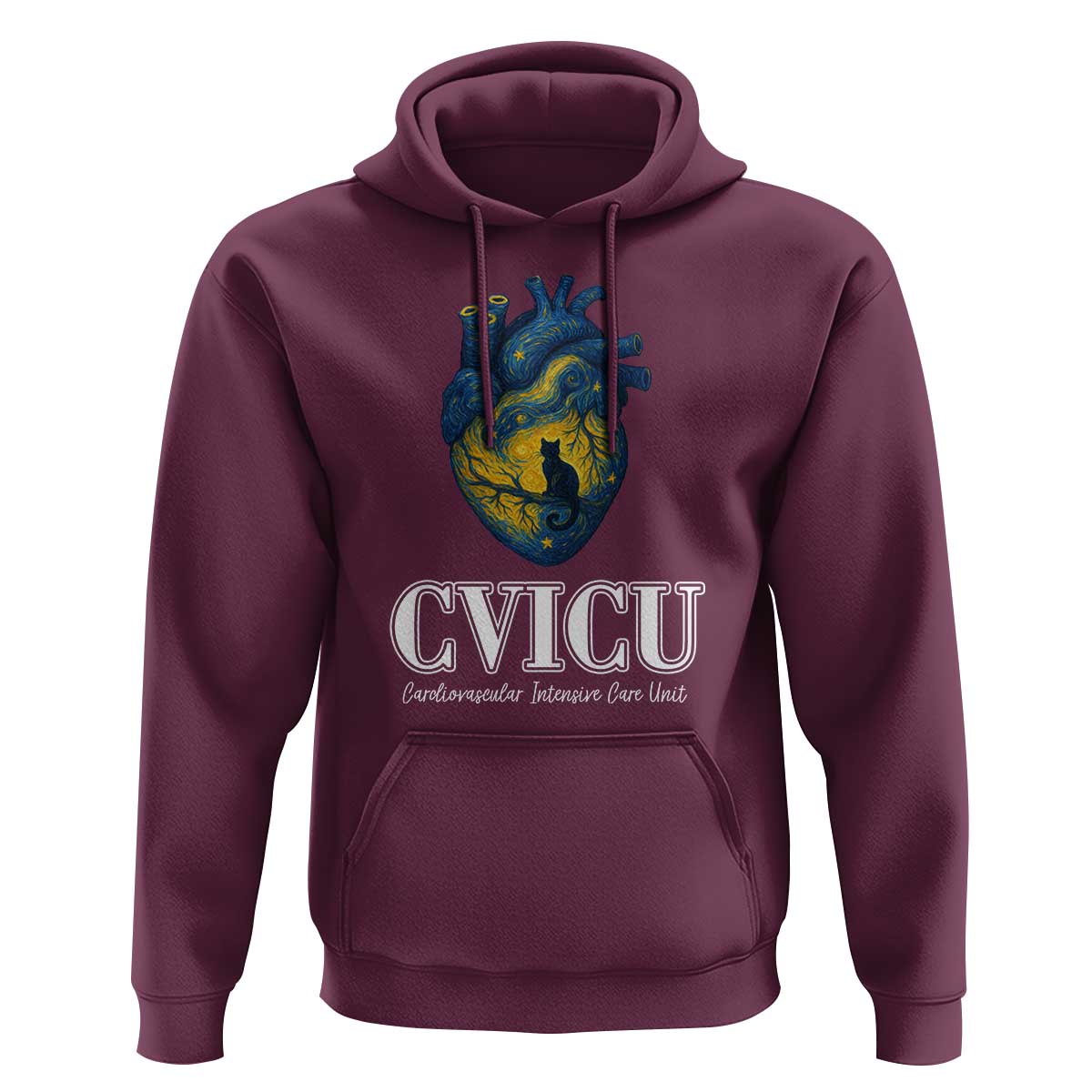 CVICU Nurse Cat Starry Night Hoodie Cardiovascular Intensive Care Unit - Wonder Print Shop