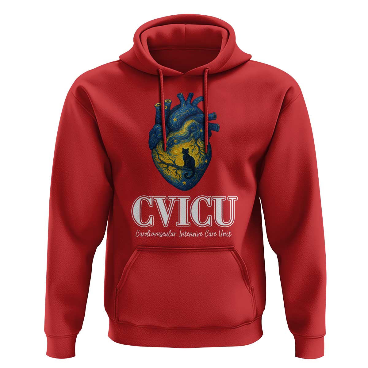 CVICU Nurse Cat Starry Night Hoodie Cardiovascular Intensive Care Unit - Wonder Print Shop