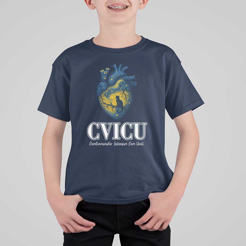 CVICU Nurse Cat Starry Night T Shirt For Kid Cardiovascular Intensive Care Unit - Wonder Print Shop