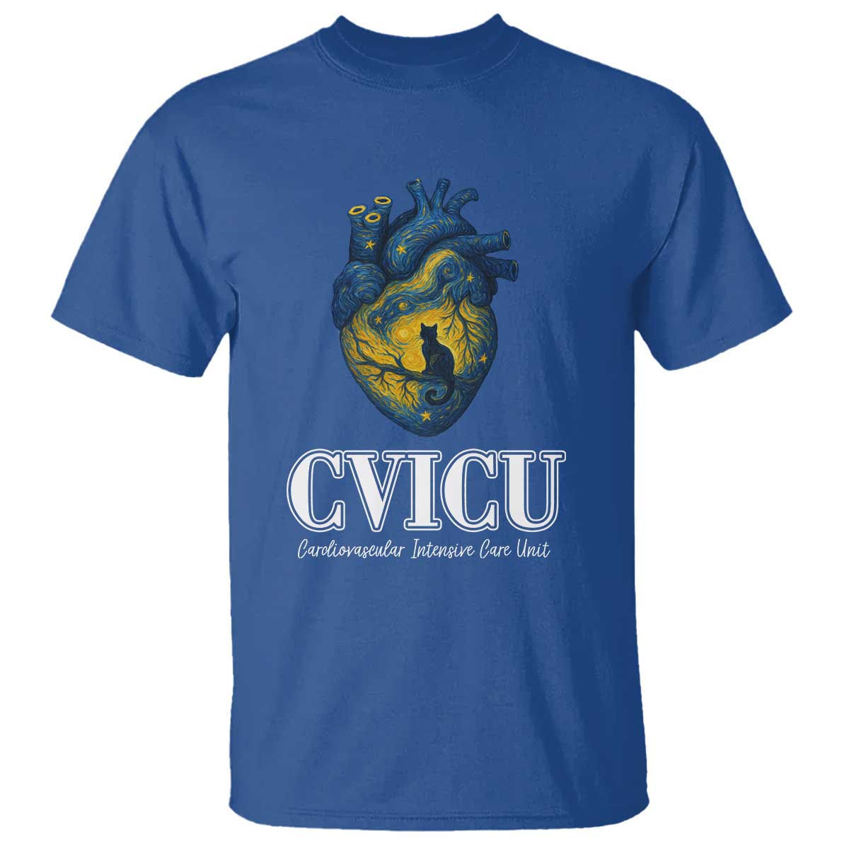 CVICU Nurse Cat Starry Night T Shirt Cardiovascular Intensive Care Unit - Wonder Print Shop
