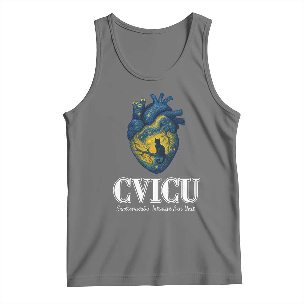 CVICU Nurse Cat Starry Night Tank Top Cardiovascular Intensive Care Unit - Wonder Print Shop