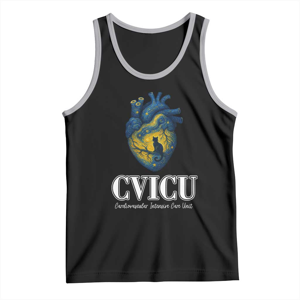CVICU Nurse Cat Starry Night Tank Top Cardiovascular Intensive Care Unit - Wonder Print Shop