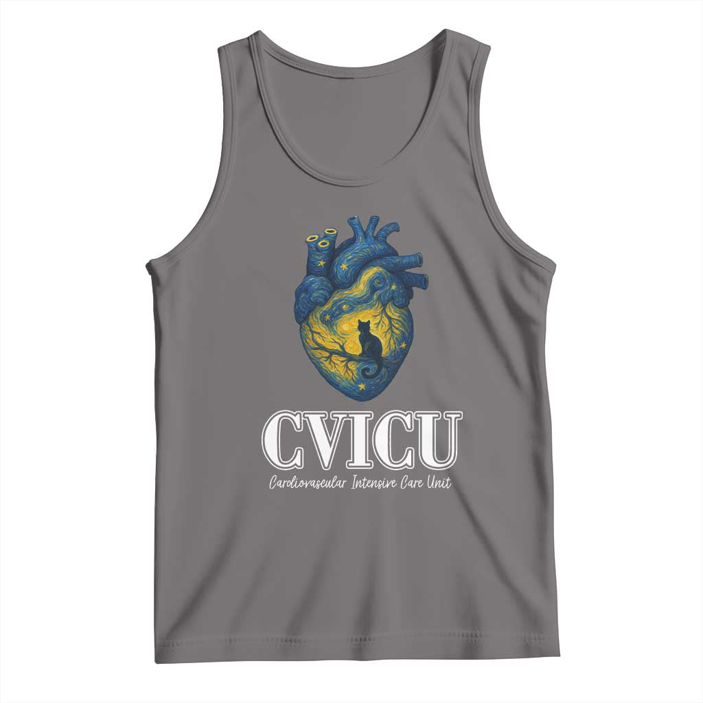 CVICU Nurse Cat Starry Night Tank Top Cardiovascular Intensive Care Unit - Wonder Print Shop