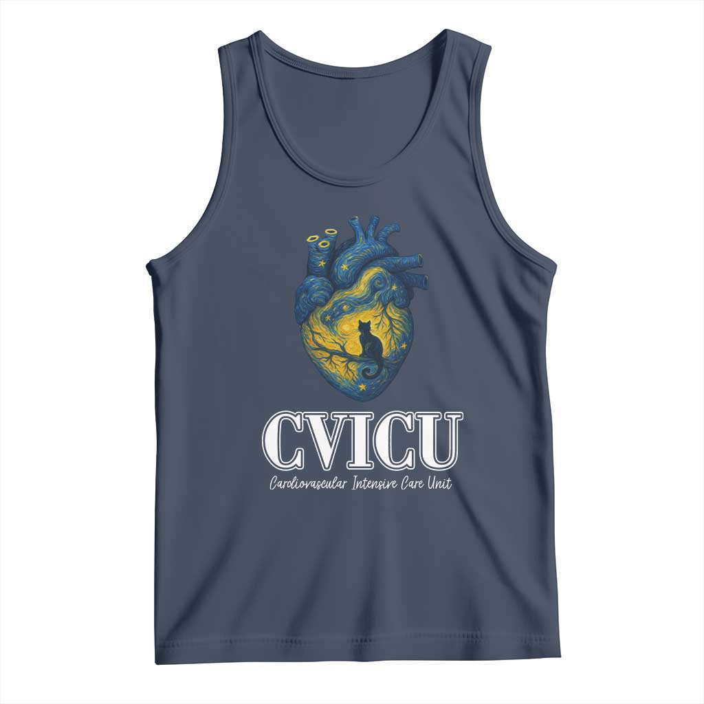 CVICU Nurse Cat Starry Night Tank Top Cardiovascular Intensive Care Unit - Wonder Print Shop