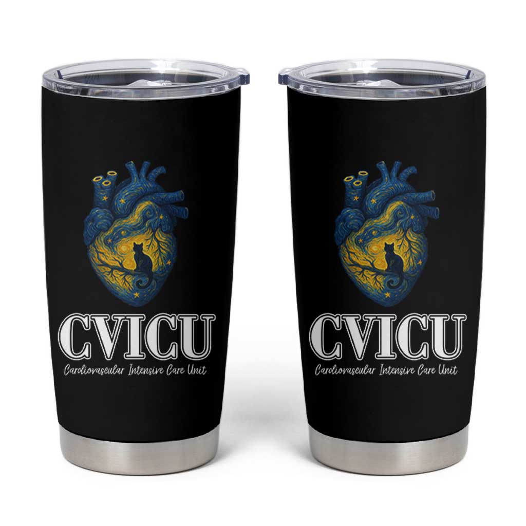 CVICU Nurse Cat Starry Night Tumbler Cup Cardiovascular Intensive Care Unit